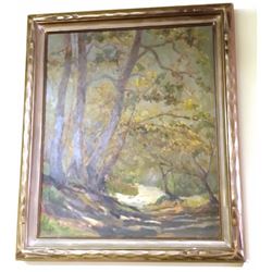 Antique Circa 1930 Oil/Canvas California Scene by deceased German Artist: Paul Weindorf 29x21"