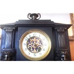 Antique French Slate Gilt Mantle Clock (Medium) 14x14", 30-lbs