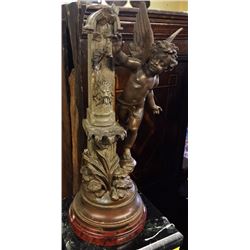 Antique French Victorian Spelter w/ Bronze Finish by Bruchon "Fountain of Youth", 18", 13-lbs