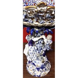 Antique Meissen c1850 Porcelain Centerpiece by Leuteritz, 19x14", 13-lbs