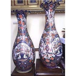 Antique Monumental Size Japanese Imari Temple Vases (Porcelain):Meiji Period, 38x14", 50-lbs