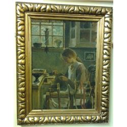 Antique Original c1920 Oil on Wood Board Signed by Dutch Artist: Eiler Sorensen, 18x15", 4-lbs