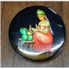 Image 5 : Antique Russian Trinket Box 2.50", Glazed Enamel Painting