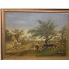 Image 3 : Antique Signed Oil on Canvas: Farmhouse Setting with Cows Grazing 22x21", 4-lbs
