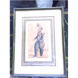 Antique Signed Watercolor c1860 Belgium Brigade Lancier 1st Regiment 21x16", 4.25-lbs