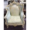 Image 3 : Fine French Provencial Bergere Vintage Reprod. Wooden Chair w. Table Set (3-pcs)