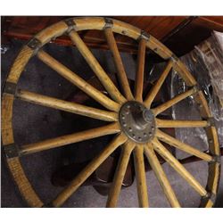 Old American XLg Oak Wood Wagon Cart Wheel