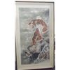 Image 1 : Old Korean Ink & Color on Silk Paper Scroll Signed w. Seal Mark 60x35"