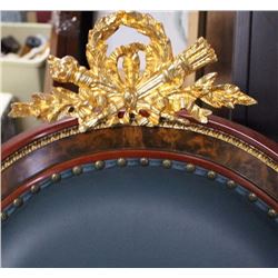 Pair of Fine Imperial Execuitve Chairs (Gilted, Leather, Mahoganny & Porcelain Finishings)