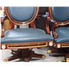 Image 3 : Pair of Fine Imperial Execuitve Chairs (Gilted, Leather, Mahoganny & Porcelain Finishings)