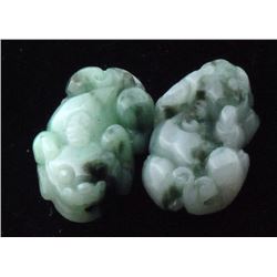 A Pair of Certified 36cts Jade Carvings 22mm Ea