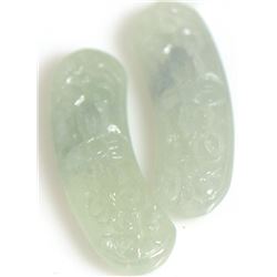 A Pair of Icy Lavendar Jade 28ctw Carvings 28mm Ea