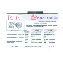 14K Gold Diamond Stud Earrings 0.66 ctw.