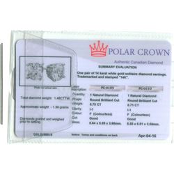 14K Gold Diamond Stud Earrings 1.46 ctw.