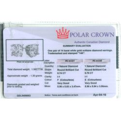 14K Gold Diamond Stud Earrings 1.50 ctw.