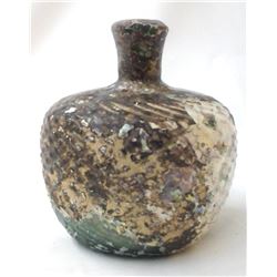 Ancient Bactrian Glass Bottle w/ Black Patina & Pearlescense