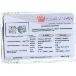 14K Gold Diamond Stud Earrings 1.60 ctw.