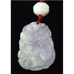 Certified GLA Natural Icy Green & Lavendar Jade Carving 46mm