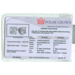 14K Gold Diamond Stud Earrings 1.62 ctw.