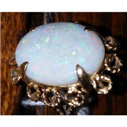 Dramatic Size Australian Opal Crystal & Gold Ring