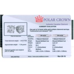 14K Gold Diamond Stud Earrings 1.81 ctw