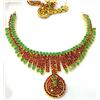 Image 1 : 22K Gold/SS Natural Ruby & Emerald Jewelry Suite (3pc matching set)