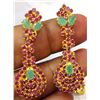 Image 2 : 22K Gold/SS Natural Ruby & Emerald Jewelry Suite (3pc matching set)