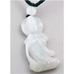 Certified GLA Natural Icy Jade Jadeite AAAA Carving 37x15mm