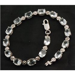 Certified 14k Gold Aquamarine 10ctw Tennis Bracelet 10-gr