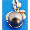 Image 3 : Certified 14K Gold Black Tahitian Pearl & Diamond Pendant