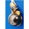 Image 4 : Certified 14K Gold Black Tahitian Pearl & Diamond Pendant