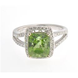 Certified 14k Gold Burmese Peridot Diamond Ring 6-gr 5.50ctw