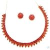 Image 1 : 22K Gold/SS Natural Ruby Necklace & Earring Stud Set