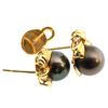 Image 3 : Certified 14K Gold Tahitian Pearl & Diamond Earrings 12gr