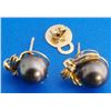 Image 4 : Certified 14K Gold Tahitian Pearl & Diamond Earrings 12gr