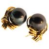 Image 7 : Certified 14K Gold Tahitian Pearl & Diamond Earrings 12gr