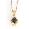 Image 2 : Estate 14K Gold Blue Sapphire & Diamond Pendant
