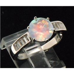 Opal Crystal & White Sapphire Baguette Ring