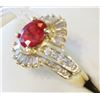 Image 2 : Fine 14K Gold Ruby & Diamond Cocktail Ring