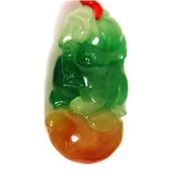 Large 72ct Tri-Color Jade Carving 35mm (Green-Red-White)