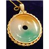 Image 1 : Solid 14K Gold Tri-Color Jade Pendant 50mm,13gr