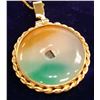Image 2 : Solid 14K Gold Tri-Color Jade Pendant 50mm,13gr