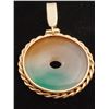 Image 3 : Solid 14K Gold Tri-Color Jade Pendant 50mm,13gr