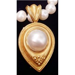 Vintage Italian 14K Gold & Mother of Pearl Enhancer 12-gr