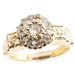 18K Gold Diamond Vintage Ring Certified by GLA