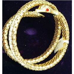 Italian 18K Gold Cleopatra Snake Bracelet 65-gr