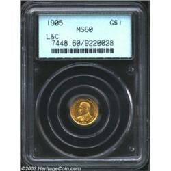 1905 G$1 Lewis and Clark MS60 PCGS.
