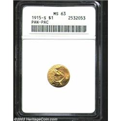 1915-S G$1 Panama-Pacific Gold Dollar MS63 ANACS.