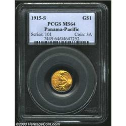 1915-S G$1 Panama-Pacific Gold Dollar MS64 PCGS.