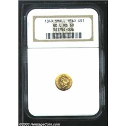 1849 G$1 No-L MS60 NGC.